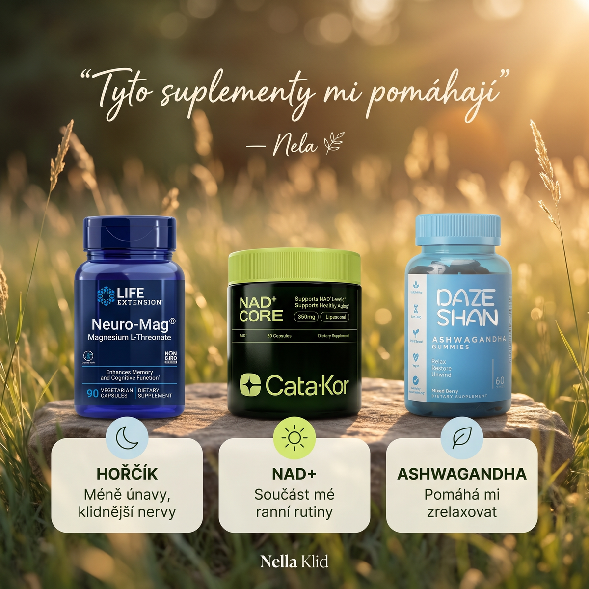 Nelin balíček klidu – Hořčík, Ashwagandha & NAD+